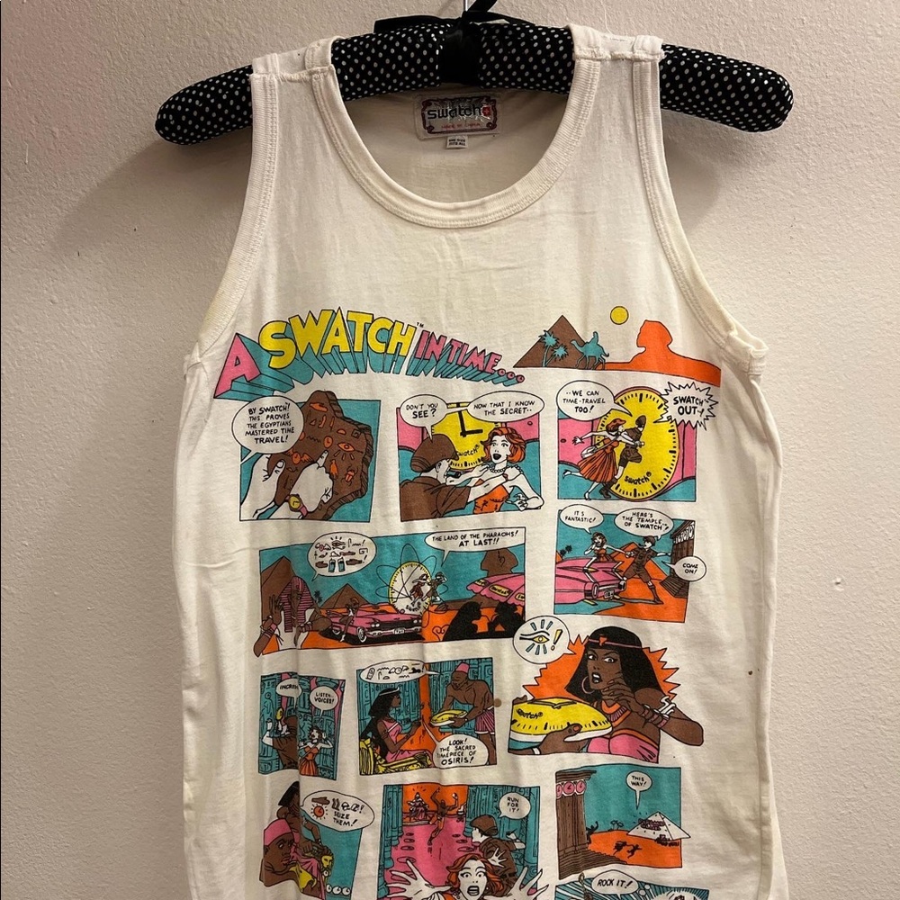 Vintage Swatch Shirt 90s Pop Art Lichtenstein Style Egyptian Comic. One sz